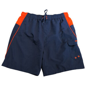 SPEEDO Navy Blue Orange Men's Swim Trunks XXL Summer Vacation